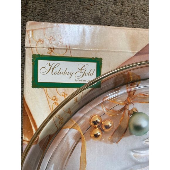 INDIANA GLASS CHRISTMAS TREE PLATTER 16K - Picture 2 of 4